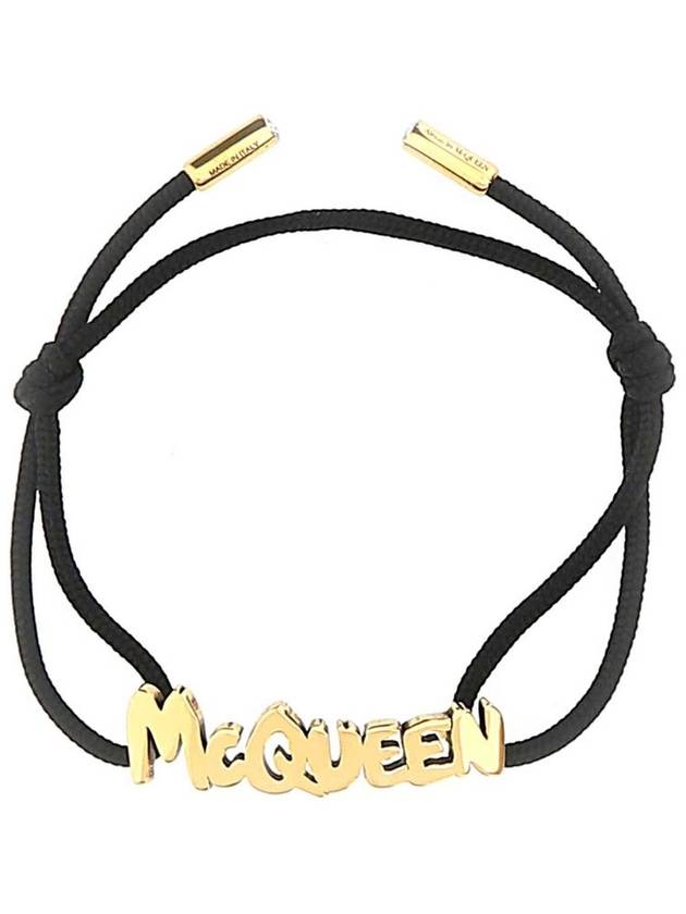 Graffiti Cotton Bracelet Gold Black - ALEXANDER MCQUEEN - BALAAN 2