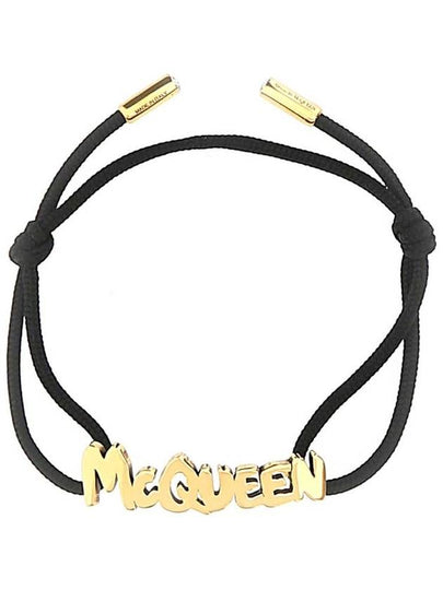 Graffiti Cotton Bracelet Gold Black - ALEXANDER MCQUEEN - BALAAN 2