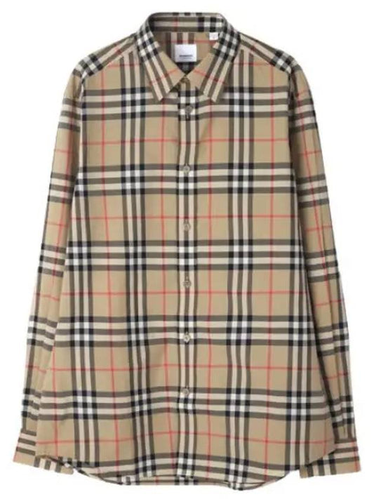 Checked Cotton Poplin Shirt Men s Long Sleeve - BURBERRY - BALAAN 1