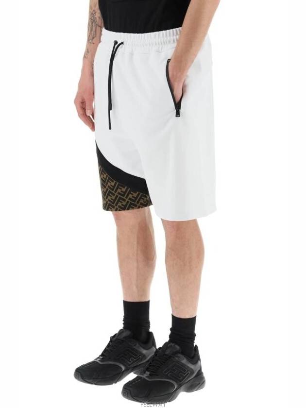 Bermuda Elastic Drawstring Waist Shorts White Black - FENDI - BALAAN 4