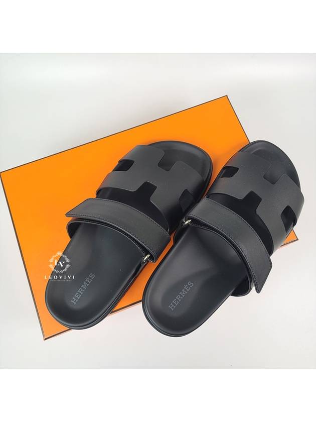 Chypre Calfskin Sandals Black - HERMES - BALAAN 4