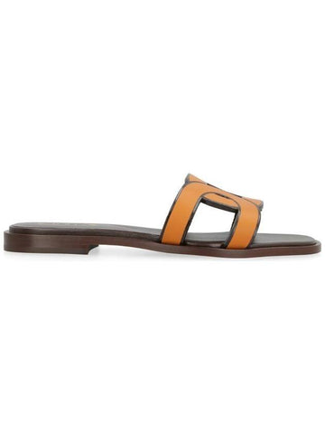 Women's Chain Flat Sandals Slippers Orange - TOD'S - BALAAN.