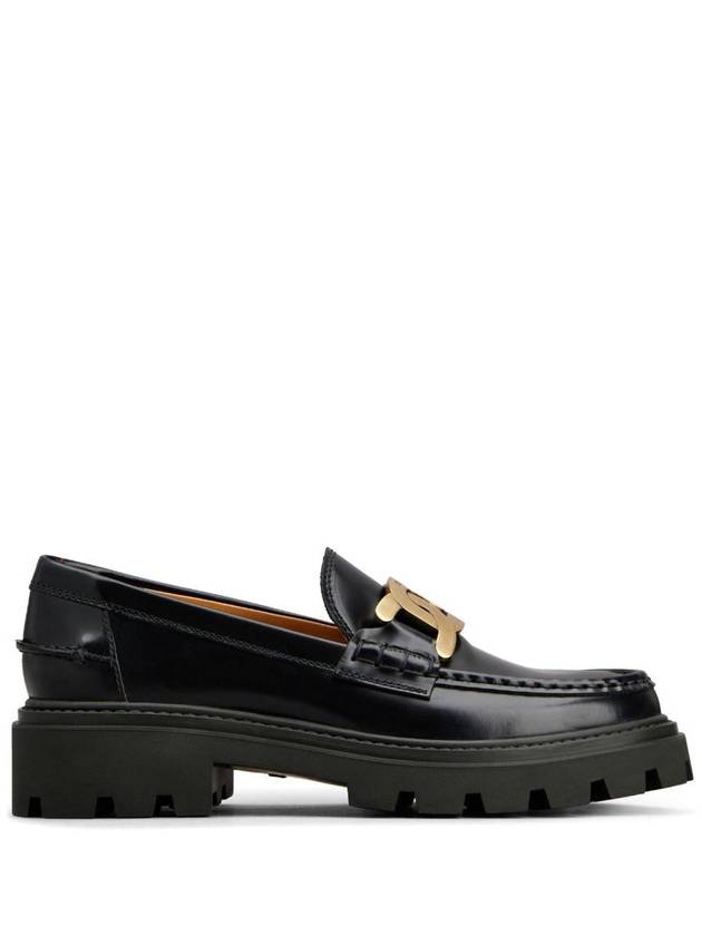 Women's Kate Metal Chain Leather Loafers Black - TOD'S - BALAAN 2