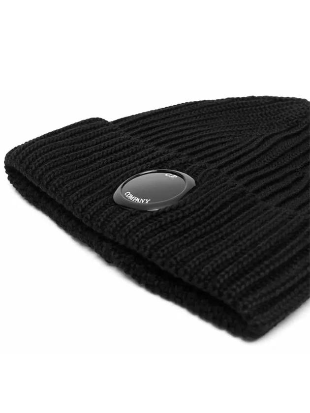 Lens Wappen Wool Beanie Black - CP COMPANY - BALAAN 4