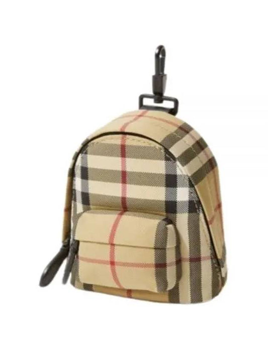 Jett Check Mini Canvas Backpack Charm Key Holder Beige - BURBERRY - BALAAN 2