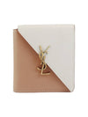 Women's Jamie Fold Monogram Bicolor Half Wallet Beige - SAINT LAURENT - BALAAN 2