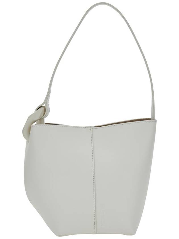 'Corner Small Bucket' White Shoulder Bag With Metal Knot Detail In Leather  Woman - JW ANDERSON - BALAAN 1