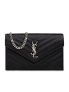 Cassandre Envelope Chain Shoulder Bag In Grain De Poudre Leather Noir - SAINT LAURENT - BALAAN 3