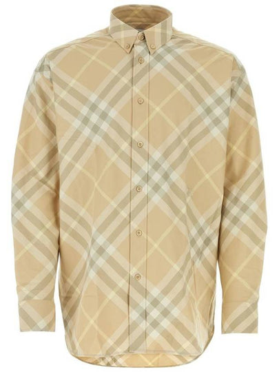 Check Cotton Long Sleeve Shirt Beige - BURBERRY - BALAAN 2