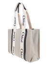 Woody Canvas Medium Tote Bag White Navy - CHLOE - BALAAN 3