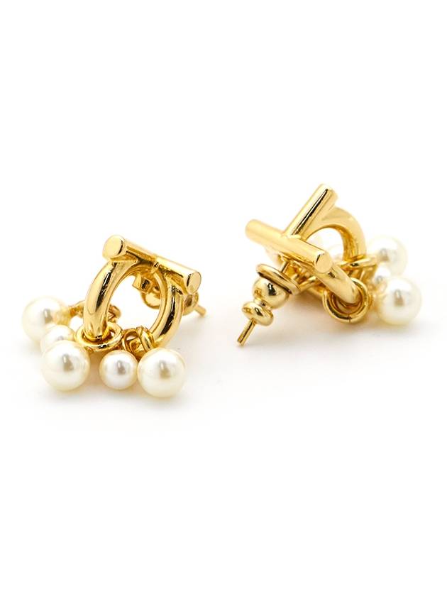 Women's Gancini Pearl Stud Earrings Gold - SALVATORE FERRAGAMO - BALAAN 7