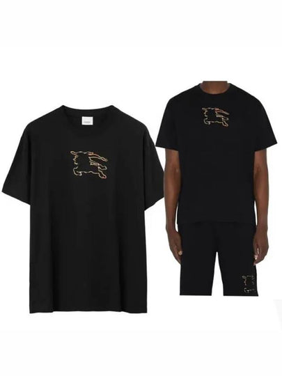 Equestrian Night Print Short Sleeve T-Shirt Black - BURBERRY - BALAAN 2