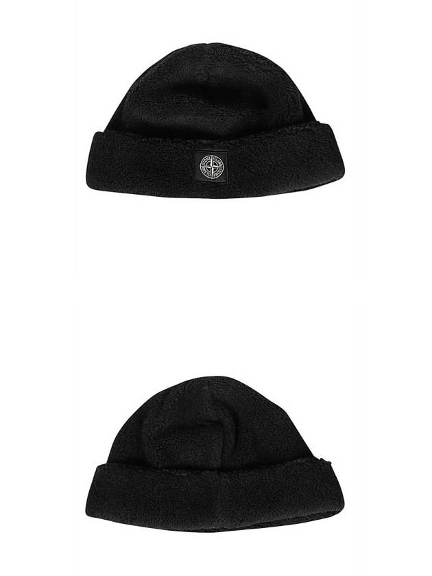 691599677 V0029 Logo Patch Wool Beanie Black Hat TJ - STONE ISLAND - BALAAN 4