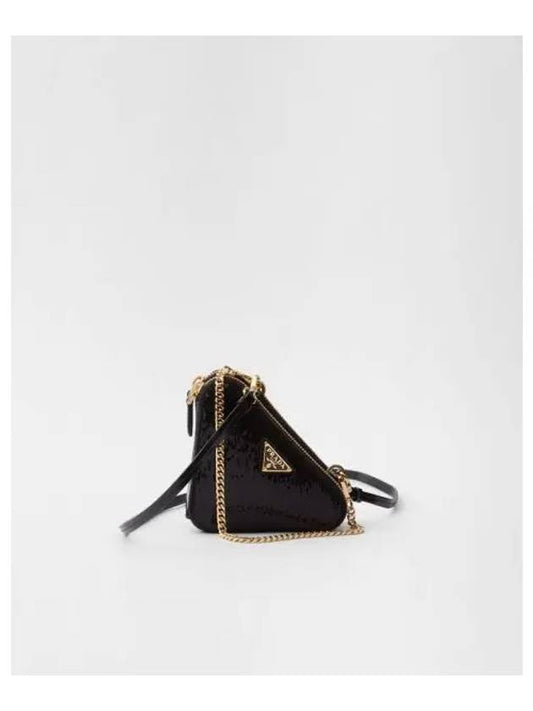 Triangle Sequin Mini Pouch Bag Black - PRADA - BALAAN 2