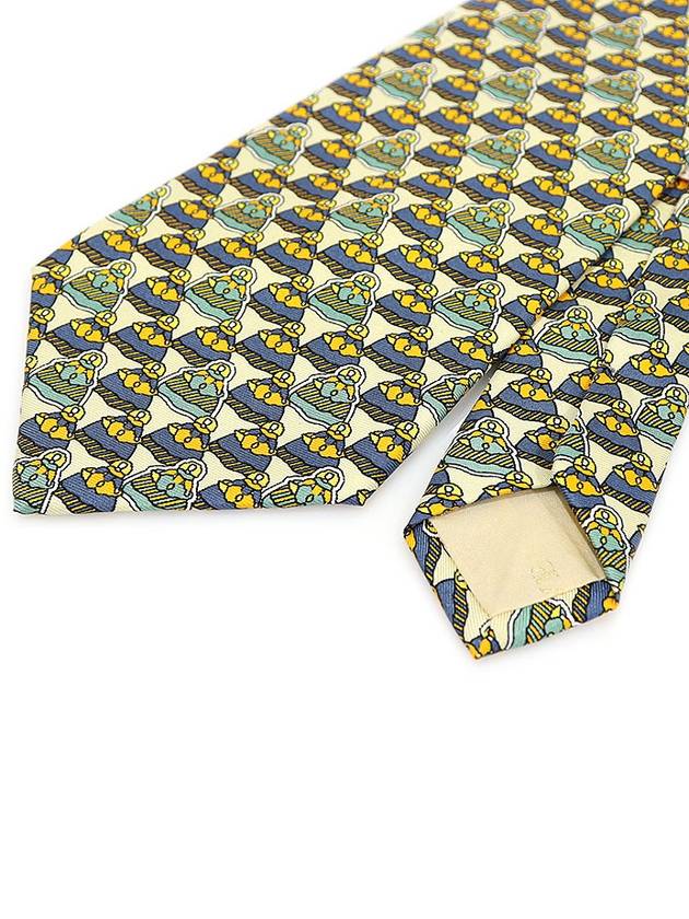 100 Silk Yellow Multi Color Pattern Tie - LOEWE - BALAAN 4