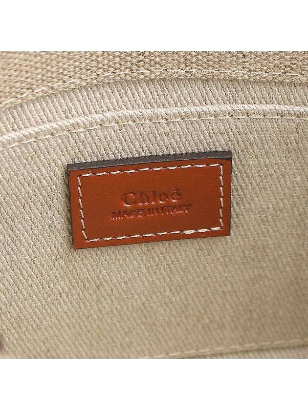 Woody Linen Canvas Calfskin Tote Bag White Brown - CHLOE - BALAAN 9