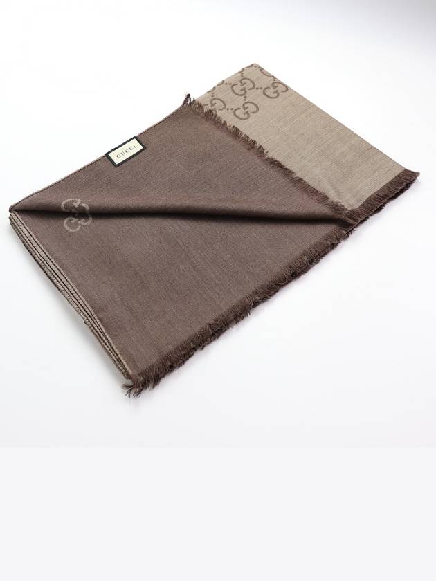 GG Jacquard Wool Silk Muffler Beige - GUCCI - BALAAN 4