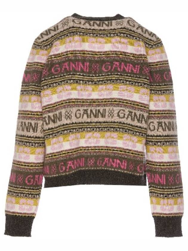 Women's Jacquard Logo Motif Cardigan Kalamata - GANNI - BALAAN 3