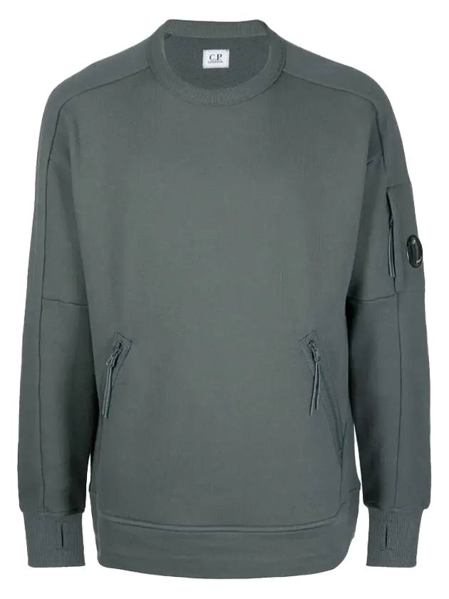 Men's Diagonal Lens Wappen Crew Neck Sweatshirt Grey - CP COMPANY - BALAAN 1