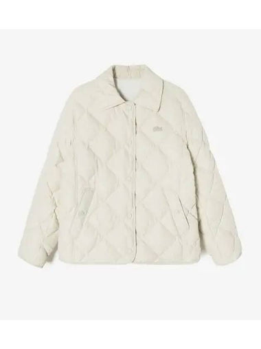 Women s Reversible Quilted Collar Jumper Beige - LACOSTE - BALAAN 1