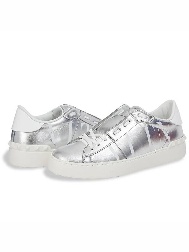 VLTN Logo Hidden Open Low Top Sneakers Silver - VALENTINO - BALAAN 2