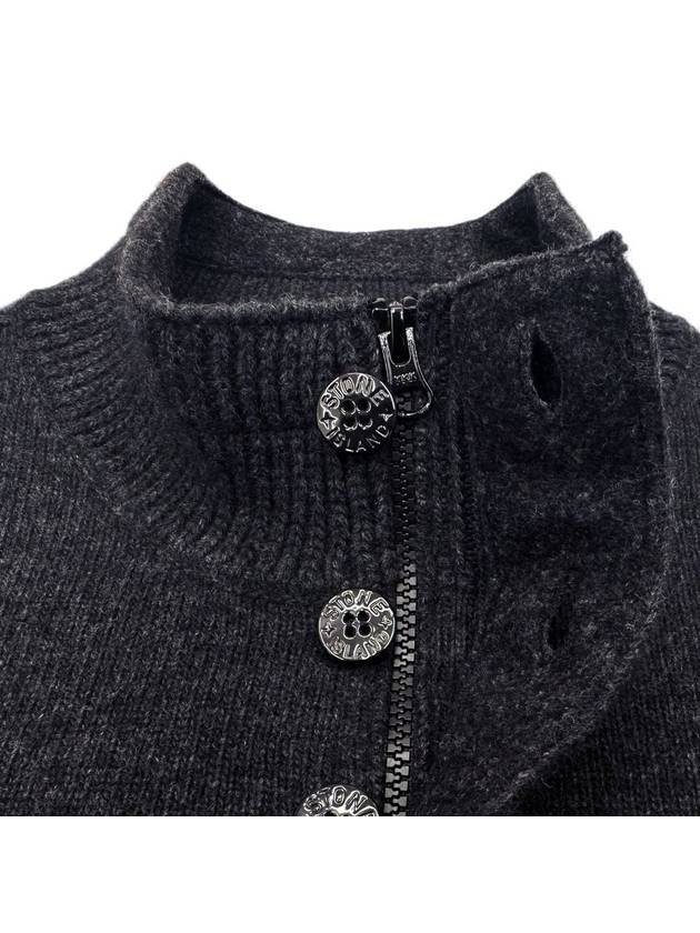 High Neck Half Button Lambswool Knit Top Charcoal - STONE ISLAND - BALAAN 6