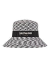 D-Bobby Houndstooth Large Straw Bucket Hat White Black - DIOR - BALAAN 1