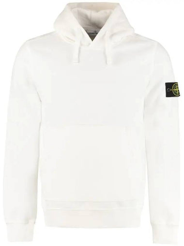 Men's Wappen Patch Brushed Cotton Hoodie White - STONE ISLAND - BALAAN 1