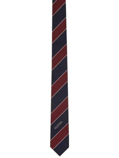 Silk Striped Scarf Tie Red - VALENTINO - BALAAN 1