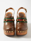 Horsebit Sandals Heel Brown - GUCCI - BALAAN 4