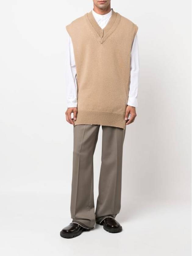 Layered Detail V-Neck Knit Vest Pink Beige - MAISON MARGIELA - BALAAN 2