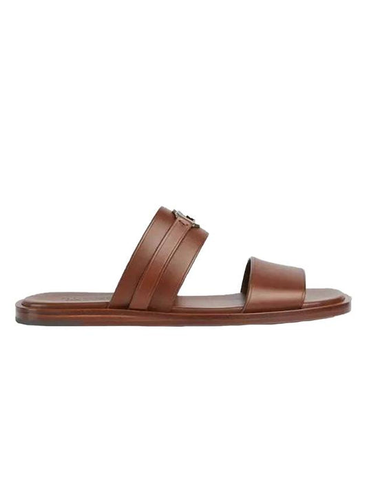 Men's Round Interlocking G Detail Sandals Brown - GUCCI - BALAAN 1