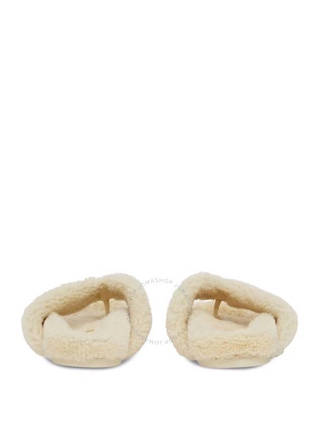 Burberry Shearling Thong-strap Sandals In Vanilla, Brand Size 36 (US Size 6) - BURBERRY - BALAAN 3