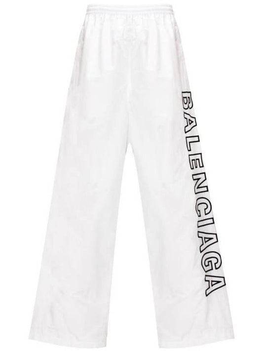 Embroidered Logo Polyester Wide Track Pants White - BALENCIAGA - BALAAN 1