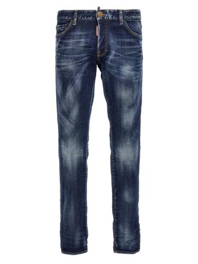 Back Logo Patch Cotton Skinny Jeans Navy - DSQUARED2 - BALAAN 2