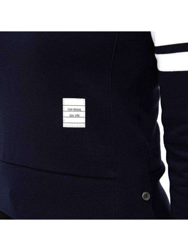 Engineered 4 Bar Stripe Loopback Jersey Knit Crewneck Sweatshirt Navy - THOM BROWNE - BALAAN 10