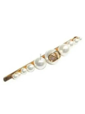 5W0J0W51 UXM 0O3 5W2J0W51 V logo signature metal pearl hair clip 1317391 - VALENTINO - BALAAN 1