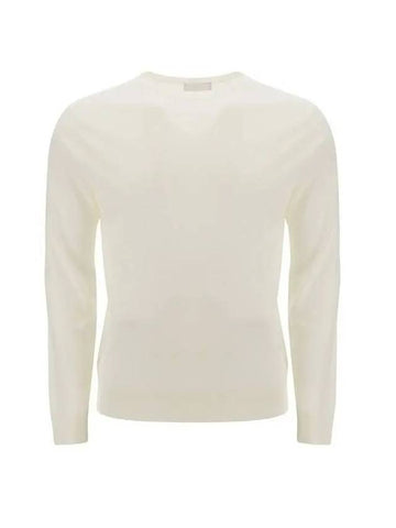 Men's Superfine Wool Crew Neck Knitted Sweater White - PRADA - BALAAN 1