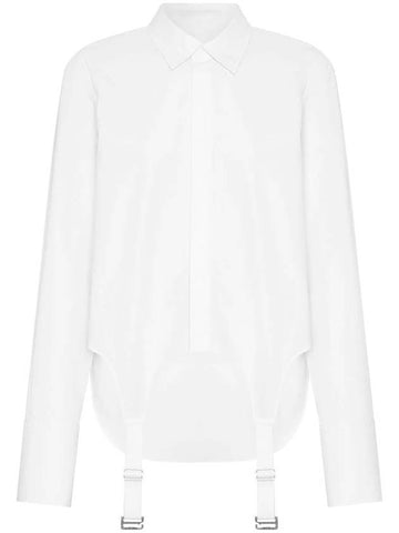 Women's Garter Buckle Strap Shirt White - DION LEE - BALAAN 1