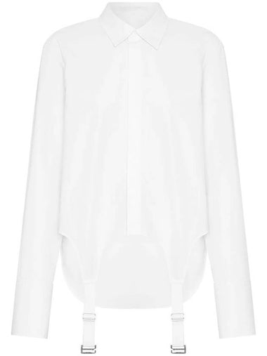 Women's Garter Buckle Strap Shirt White - DION LEE - BALAAN 1