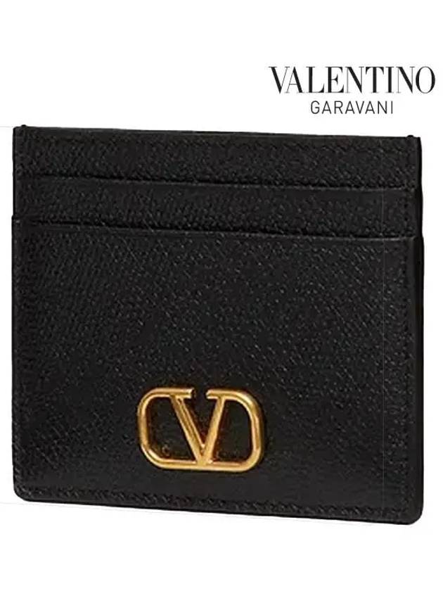 V Logo Signature Card Wallet Black - VALENTINO - BALAAN 3