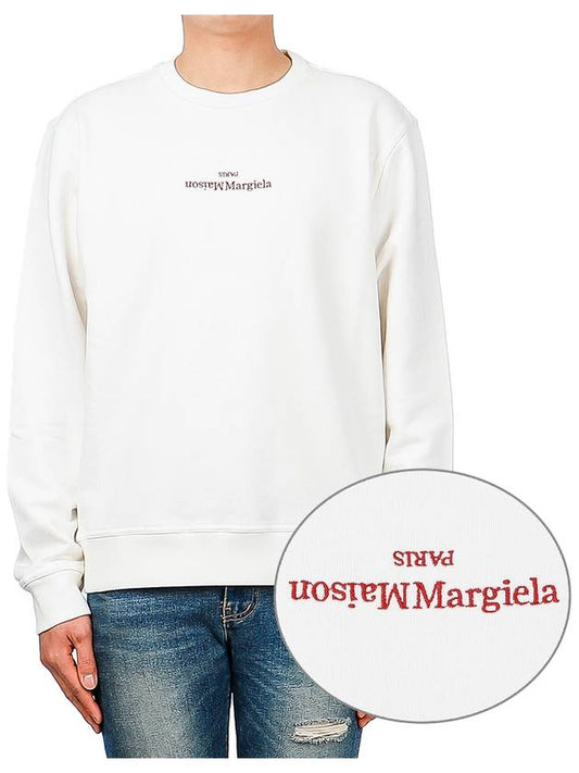 reverse embroidery red logo sweatshirt white - MAISON MARGIELA - BALAAN.