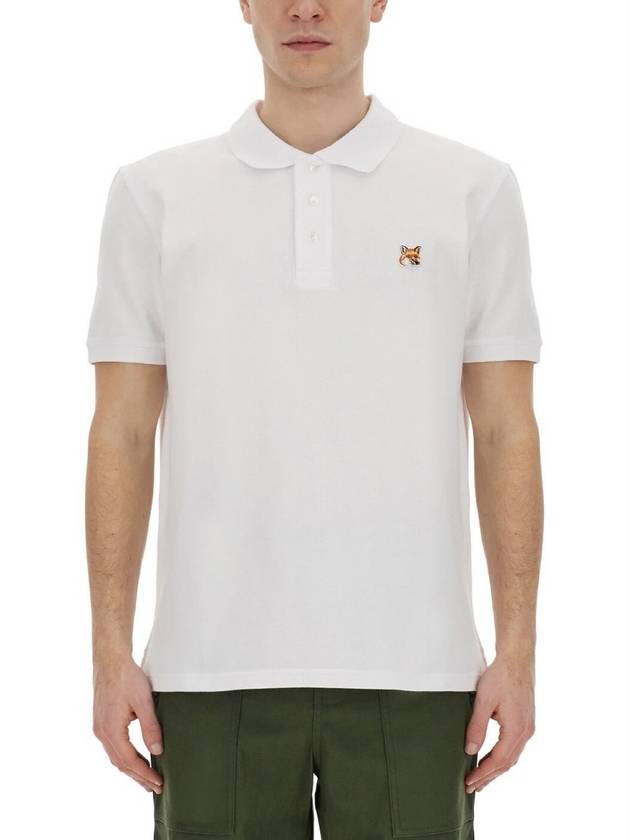 Fox Head Patch Cotton Polo Shirt White - MAISON KITSUNE - BALAAN 4