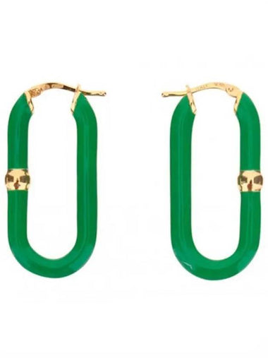 Enamel Hoop Earrings Green - BOTTEGA VENETA - BALAAN 1