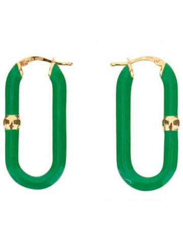 Enamel Hoop Earrings Green - BOTTEGA VENETA - BALAAN 1