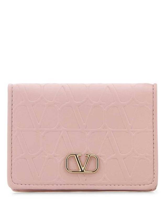 V Logo Card Wallet Pink - VALENTINO - BALAAN 1