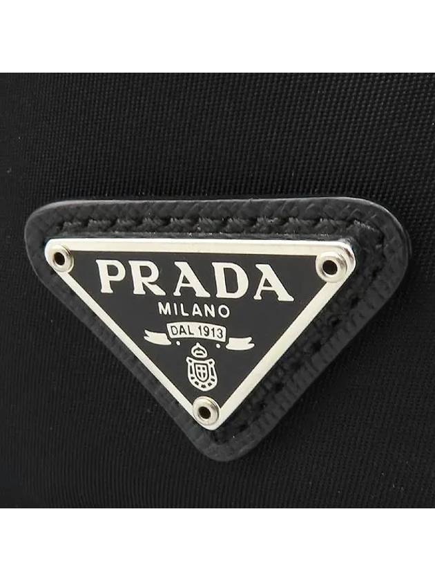 1NA369 Black color fabric triangle logo decorated bucket pouch bag - PRADA - BALAAN 4