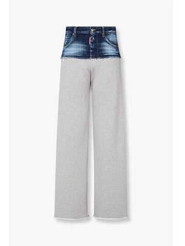 Women s denim color combination track pants melange gray - DSQUARED2 - BALAAN 1