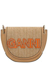 Raffia Banner Saddle Cross Bag Beige - GANNI - BALAAN 1