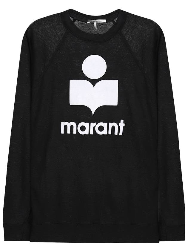 Kiefferf Logo Linen Long Sleeve T-Shirt Black - ISABEL MARANT - BALAAN 1